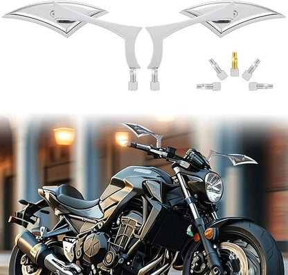 Sturdy Harley - Davidson Motorcycle Mirrors, Sporter Spear Blade Softail Rear View Side Mirrors for 1982-2018 2019 2020 Street Glide Scooter Cruiser Highway Riding and Urban Commuting (White)
