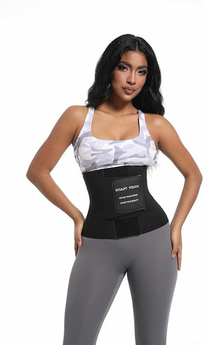 SCULPT TOUCH Women's Waist Trainer Corset, Tummy Control Shapewear Belt for Workout, Black