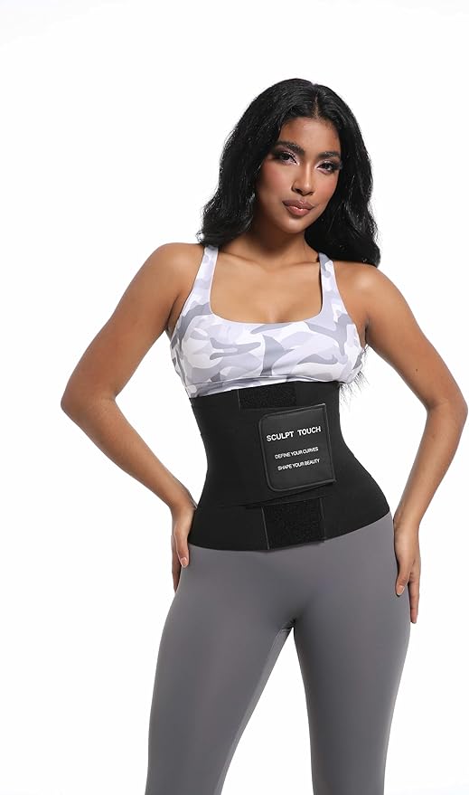 SCULPT TOUCH Women's Waist Trainer Corset, Tummy Control Shapewear Belt for Workout, Black