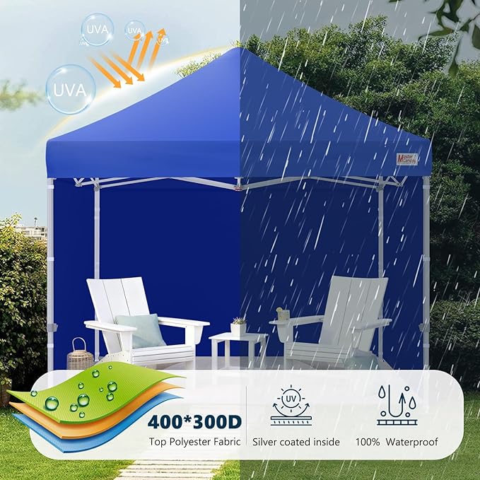 MASTERCANOPY 10x10 Premium Heavy Duty Pop Up Commercial Instant Canopy with Sidewalls(10x10 Blue)