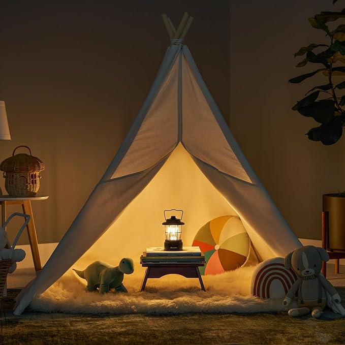 LUXPRO Retro LED Lantern - Battery-Powered Emergency Lantern - Water Resistant - Bright LED Lamp for Indoor & Outdoor Use - Use for Tents, Hiking or Hurricane Prep (Blac, Pack of 1)