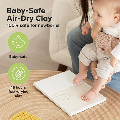 Baby Hand and Footprint Kit - Quick Dry Clay Baby Footprint Kit, Newborn Keepsake, Nursery Picture Frame for Boys, Girls, Personalized Gifts for Shower & Registry, New Mom Gift (Alpine White)