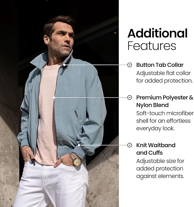 Weatherproof Men's Golf Jacket - Lightweight Windbreaker, Water-Resistant Microfiber Shell, Perfect for Golf & Casual Wear