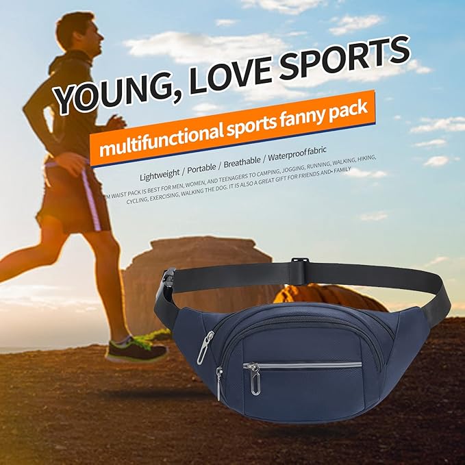 DAITET Crossbody Fanny Pack for Men&Women,Large Waist Bag & Hip Bum Bag with Adjustable Strap for Outdoors Workout Traveling Casual Running Hiking Cycling