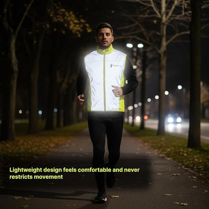 ReflecToes Reflective Safety Vest for Night Visibility – Hi Vis Running & Cycling Gilet – Lightweight, Breathable Outer Layer