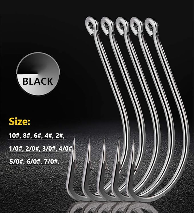 Dyxssm 150pcs/lot Forged Long Shanked Fishing Hooks Stainless Steel Fishing Hook for Saltwater Freshwater, Circle Octopus Fishing Hooks