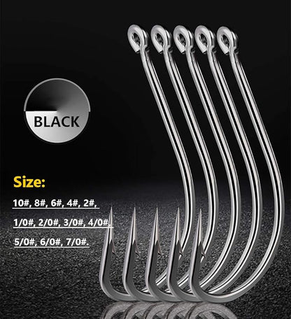 Dyxssm 150pcs/lot Forged Long Shanked Fishing Hooks Stainless Steel Fishing Hook for Saltwater Freshwater, Circle Octopus Fishing Hooks