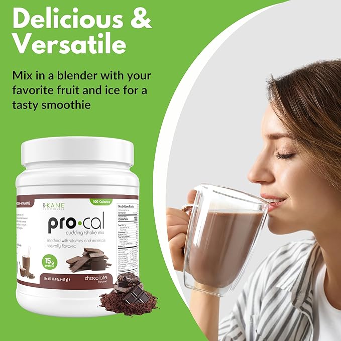 Pro-Cal Chocolate Meal Replacement Powder - High Protein, Low Calorie Shake & Pudding Mix - Low-Carb, Gluten Free - Breakfast Boost - Delicious & Easy to Prepare - 16 Servings, 16.4oz