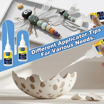 Stone Glue 100g - Marble Glue Heavy Duty for Granite, Artificial Stones & Tile | Clear Waterproof Stone Adhesive for Marble Repair & Craft Projects | Fast Drying, Strong, 6 Precision Nozzle