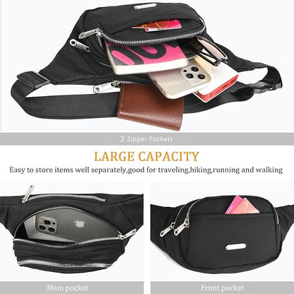 DAITET Crossbody Fanny Pack for Men&Women,Large Waist Bag & Hip Bum Bag with Adjustable Strap for Outdoors Workout Traveling Casual Running Hiking Cycling