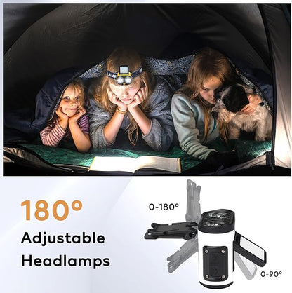 LED Hard Hat Light, 2 pcs Dimmable Clip on Cap Lights, Headlamp Rechargeable, 180°Adjustable Hands Free Hat Flashlight Headlamp Waterproof for Hiking, Running, Fishing, Cycling, Emergency (White)