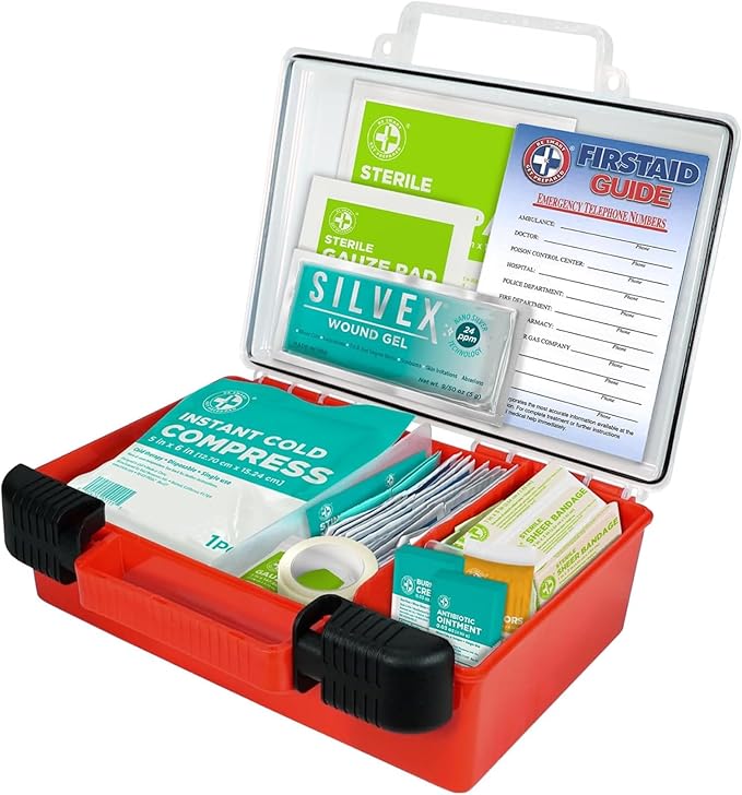 Be Smart Get Prepared OSHA/ANSI First Aid Kit - 50 Person, 250 Pieces - Designed for Home, Business, School, Industrial, and Restaurants - Compact & Portable