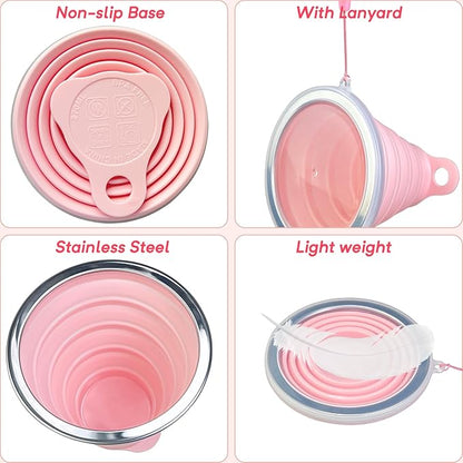 Guyuyii 2 Pcs Collapsible Cup - Ultrathin Folding Silicone Cup with Lid and Rope - Reusable, Portable, Eco-Friendly Mug for Travel, Camping, Hiking, and Outdoor Adventures