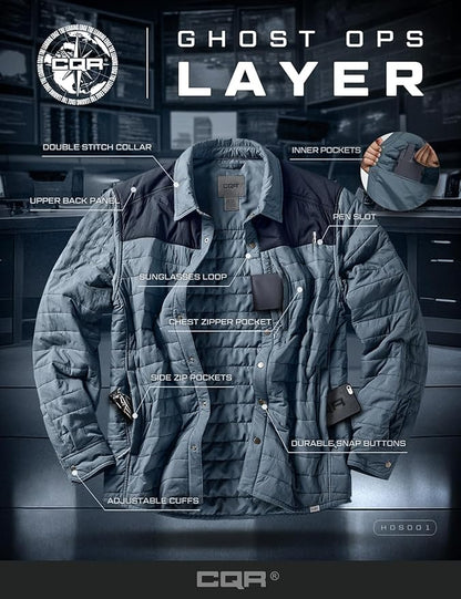 CQR Men's Lightweight Insulated Jacket, Windproof Packable Water Resistant Warm Active Coat for Hiking Work Outdoor Tactical