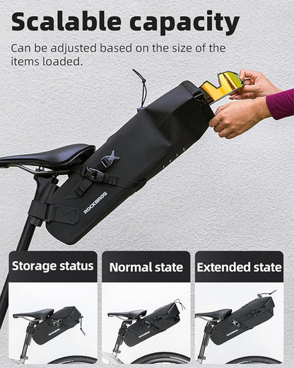 ROCKBROS Bikepacking Bag Bike Saddle Bag Large Capacity Bikepacking Seat Bag Waterproof Bike Seat Bag Max 3L