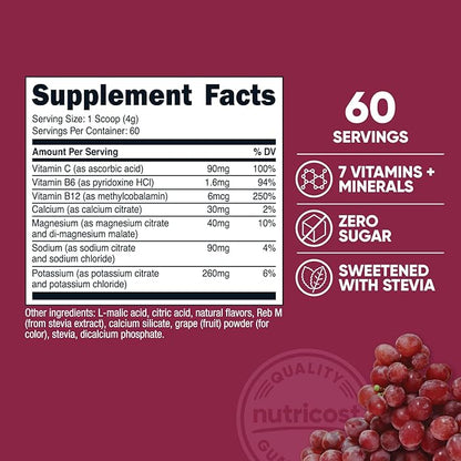 Nutricost Electrolyte Complex Powder (60 Servings, Grape) - Hydration Supplement Drink Mix with Vitamins and Minerals