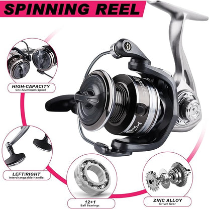 2PCS Telescopic Fishing Rods and Reels Combo Set 6.89ft Portable Fishing Pole Spinning Reel Lures Accessories with Storage Bag Saltwater Freshwater Fishing Pole Combo Fishermen Gift