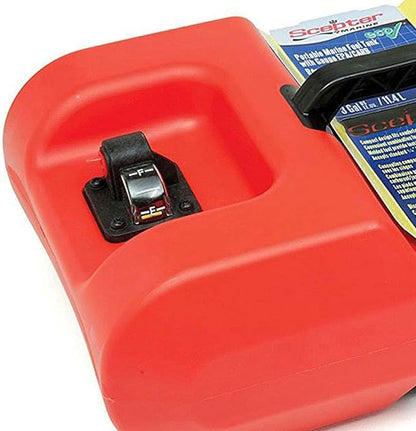 Scepter 6 Gallon Portable Marine Gas Can, Boat Fuel Tank with 2-Way Vented Cap, Built-In Fuel Gauge and Pick-Up, Top Handle, EPA & CARB Compliant, Underseat Design, 19.3"L x 12.2"W x 10.2"H (10511)