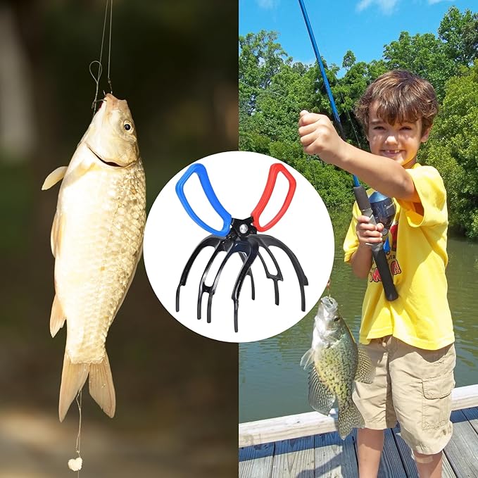 3 Claw Fish Gripper, Metal Fishing Pliers Gripper Catch Fish Control Clamp, Fishing Pliers Control Tool Fishing Accessories for Most Freshwater Fish Grip Tackle Holder