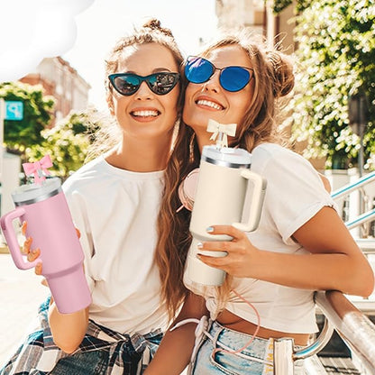 6Pcs Silicone Straw Toppers Covers for Stanley Cups 40/30oz 10mm(0.4in) Dust-Proof Bow Straw Covers Toppers Suitbale for Stanley Cup Accessories Reusable Straws Caps (Colorful B)