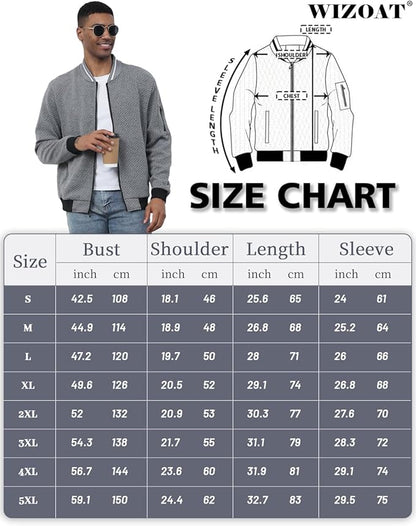 Mens Casual Jacket Loose Fit Lightweight Jacket Varsity Bomber Jacket with Zipper
