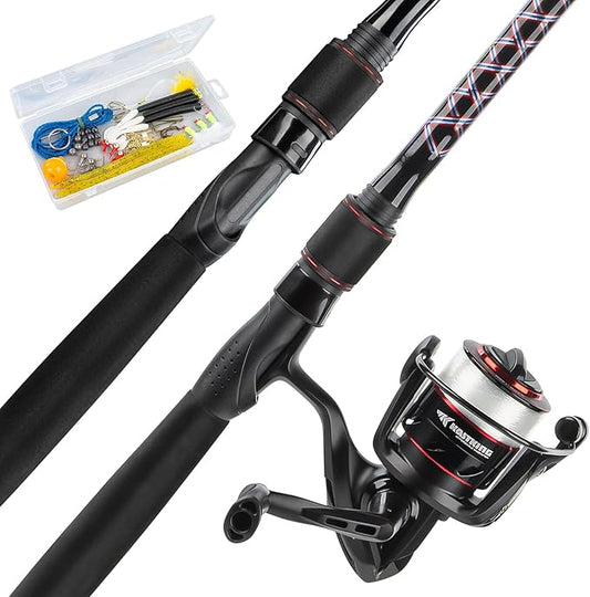 KastKing Brutus Fishing Rod and Reel Combo, Spinning & SpinCast Combo, Custom Tackle Kit, Pre-Spooled Line, Brute Tuff 2Pc Blanks, Stainless Steel Guide, EVA Handles, Custom Graphite Reel Seat