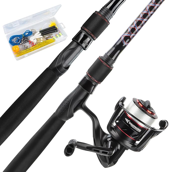 KastKing Brutus Fishing Rod and Reel Combo, Spinning & SpinCast Combo, Custom Tackle Kit, Pre-Spooled Line, Brute Tuff 2Pc Blanks, Stainless Steel Guide, EVA Handles, Custom Graphite Reel Seat