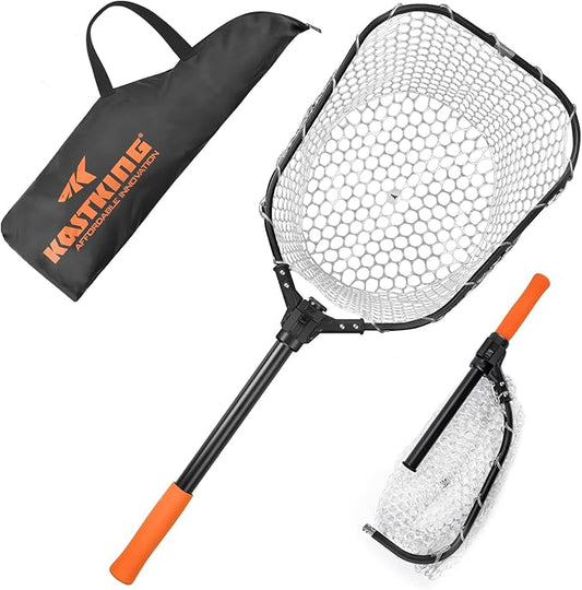 KastKing Brutus Fishing Net, Foldable Extendable Fish Landing Net, Lightweight & Portable Fishing Net with Soft EVA Foam Handle, Holds up to 44lbs/20KG, Fish-Friendly Mesh for a Safe Release