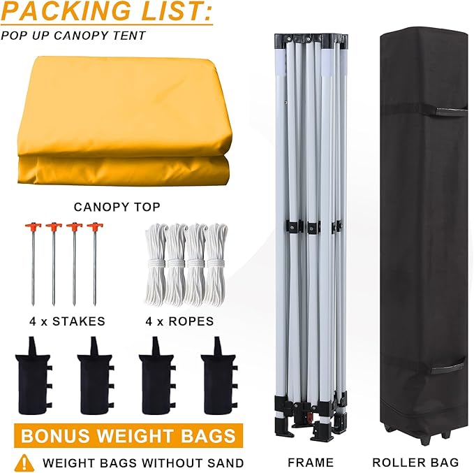 10x10 Pop Up Canopy Tent Commercial Series,Gold