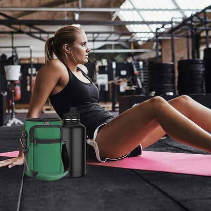 Nuovoware Water Bottle Carrier Bag,25oz/40oz/64oz Bottle Pouch Holder,Adjustable Shoulder Hand Strap 2 Pocket Sling Neoprene Sleeve Sports Accessories for Hiking Travelling Camping