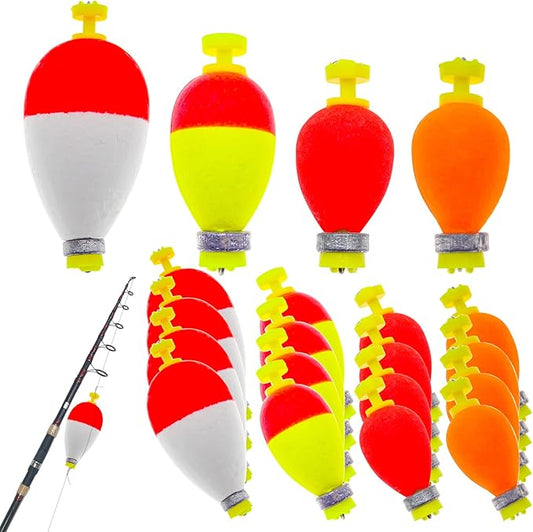 Fishing Bobbers Floats Set Foam Snap on Float Weighted Bobbers Fishing Push Button Snap-on Bobbers Spring Oval Fishing Floats Fishing Bobbers Assortment