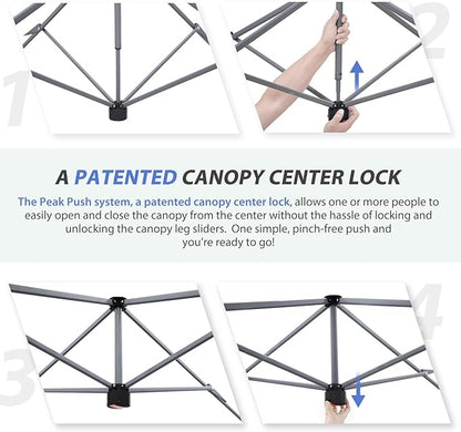 EAGLE PEAK 13x13 Straight Leg Pop Up Canopy Tent Instant Outdoor Canopy Easy Single Person Set up Folding Shelter w/Auto Extending Eaves 169 Square Feet of Shade (Deep Pink)
