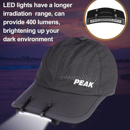 Mudder 4 Pcs Hat Light Clip 11 LED Light and Cob Cap Lights Clip on Hat Powered Headlamp Battery Cap Brim Lamp Black Waterproof Ultra Bright Headgear Flashlight for Hunting Camping Fishing Hiking