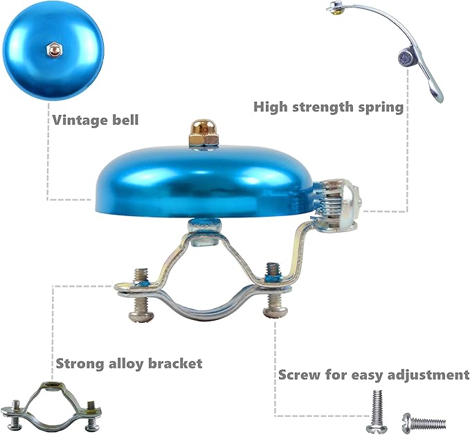 Classic Bell, Loud Crisp Clear Sound Bicycle Accessories for Adults Youths, Stylish Horn for Road and Mountain Bikes