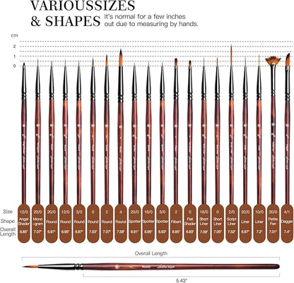 Golden Maple Fine Miniature Paint Brushes – Professional Micro Detail Brush Set for Models, Tabletop Gaming & Fine Art – Portable Travel Case, Acrylic/Watercolor/Oil