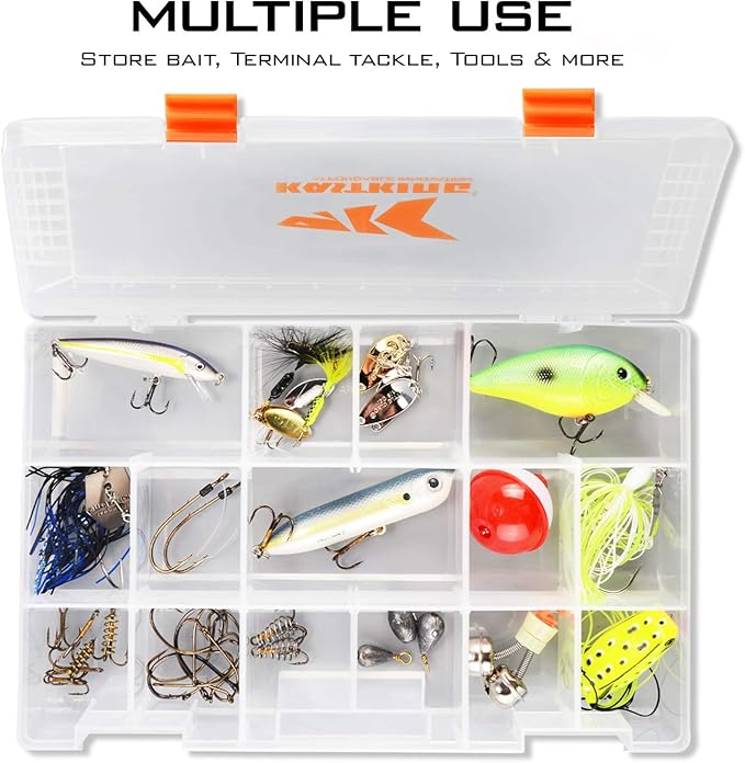 KastKing Tackle Boxes, Plastic Box, Plastic Storage Organizer Box with Removable Dividers - Fishing Tackle Storage - Box Organizer - 2 Packs /4 Packs Tackle Trays - Parts Box