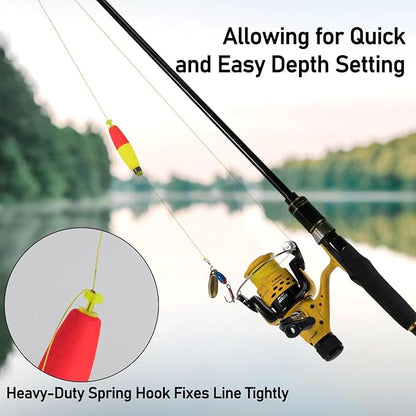 Alwonder 10-Pack Fishing Bobbers Floats, Weighted Bobbers for Fishing Cigar EVA Foam Snap-on Floats Corks Floaters Buoys for Crappie Bass Panfish Bluegills Trout