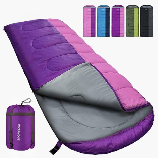 XL 10 Degree Sleeping Bags Waterproof for Adults 350GSM Machine Washable with Compression Sack for 3-4 Season Camping Outdoor