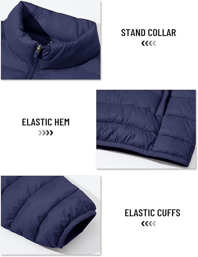 TACVASEN Men's Lightweight Puffer Jacket Winter Quilted Puffy Jackets Warm Water-Resistant Windproof Insulated Coats