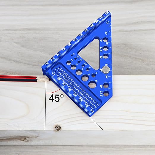 Aluminum Carpenter Square with 3D Multi-Angle Layout Measuring Ruler - Upgraded Pin Pivot Design for Secure Storage, Woodworking Squares Compact Woodworking Tool(Metric)