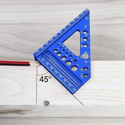 Aluminum Carpenter Square with 3D Multi-Angle Layout Measuring Ruler - Upgraded Pin Pivot Design for Secure Storage, Woodworking Squares Compact Woodworking Tool(Metric)