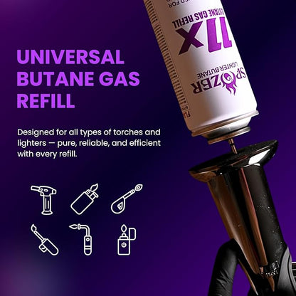 11X Ultra Pure Butane Fuel Refill – 99.99% Clean Butane Refill for All Refillable Jet Flame Lighters – Universal Butane Gas, 300ml (10.14 Oz) Cans, Pack of 36