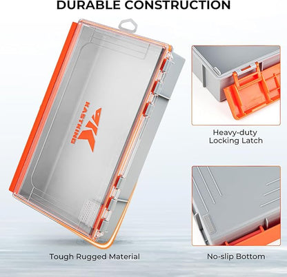 KastKing HyperSeal Waterproof Tackle Box, 3700 Deep Tackle Trays, Fishing Tackle Box Organizer With Exterior Stickers, Fishing Gear & Fishing Accessories Storage