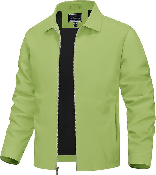 TACVASEN Mens Lightweight Windbreaker Full Zip Up Laydown Collar Jackets Light Casual Coat with Zip Pockets