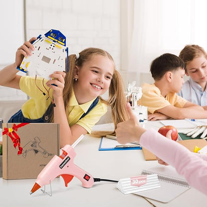 Hot Glue Gun, Mini Hot Glue Gun Kit with 30 Glue Sticks, Fast Preheating Hot Melt for School Crafts DIY Arts and Quick Home Repairs, 20w Pink