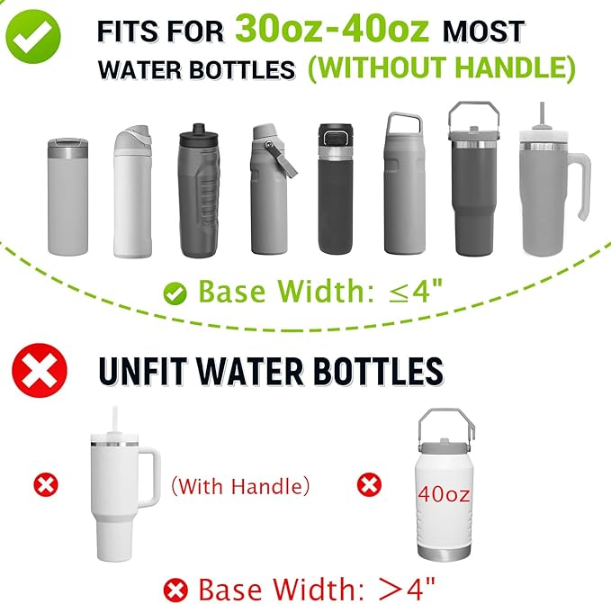 Water Bottle Carrier Bag with Strap, Sling Bag for Walking, Hiking, Cycling, Black, 40 Ounces