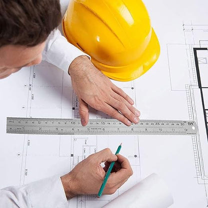 YouOKLight Metal Ruler Set, 6 inch Ruler and 12 inch Ruler. Ruler Inches and Centimeters, Metric Ruler 12 Inches, Metal Ruler 12 inch, Drawing Ruler, Precision Measuring Metal Ruler Silver