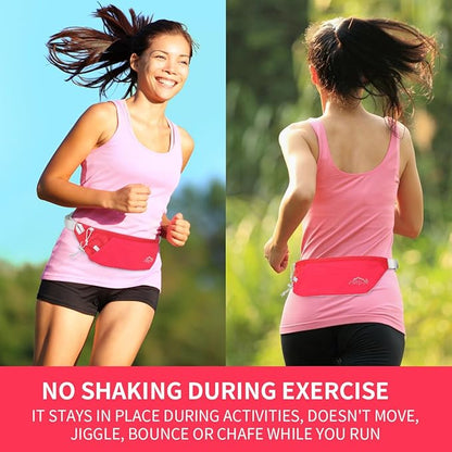 INOXTO Slim Running Belt Fanny Pack for Women and Men Sports Waist Bag Pack with 300ml Water Bottle for Running Walking Cycling Hiking Reflective Running Pouch Belt for All Phones (Red)