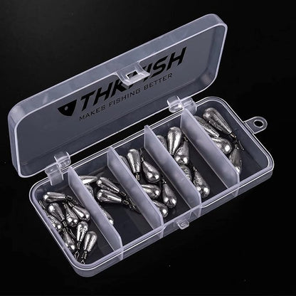 THKFISH Fishing Weights Sinkers Set, 60PCS Fishing Sinker Drop Shot Weights Kit,Drop Shot Rig Wacky Hooks for Saltwater Freshwater Bass Fishing