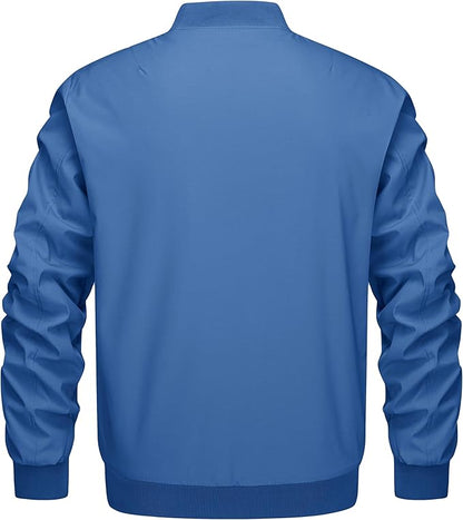 KEFITEVD Men's Jacket Casual Windproof Bomber Jackets Full Zip Windbreaker Warm Winter Padded Coats